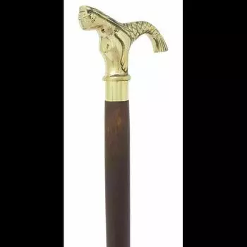 Рыба Девушка Латунная Антикварная Ручка Голова Дизайнерская Трость В ВИКТОРИАНСКОМ СТИЛЕ Трость 36 Inch чёрный