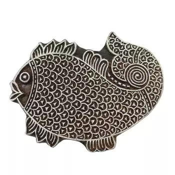 Рыба индийский деревянный блок искусства ручной работы индийская деревянная марка штамп для вырезок 6.3 x 5 Inches коричневый