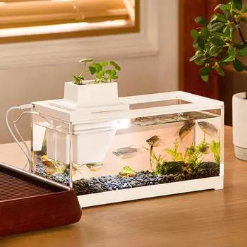Рыба крошечный аквариум офис маленький Бетта аквариум свет с фильтром микро ландшафт аквариум офис настольный домашний украшения