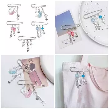 Рыба Звезда Ракушки Подвеска Брошь Нагрудный Знак Свитер Металлические Броши Изысканная Одежда Булавка Ювелирные Изделия Подарок для Женщин Девочек 3 розовый