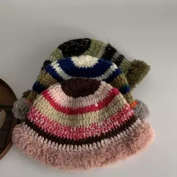 Рыбацкая шапка женская 2024 новая вязаная шапка зимняя теплая защита ушей шерстяная шапка плюшевая шапка для бассейна 56-58CM зелёный