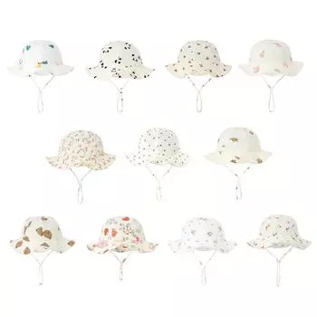 Рыбацкая шляпа для маленьких девочек, широкополая шляпа с принтом, детские шапки