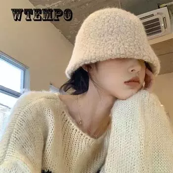 Рыбацкая шляпа из однотонной овечьей шерсти, женская осенняя и зимняя утепленная уличная ветрозащитная панама, шляпа для бассейна One Size абрикосовый