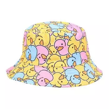Рыбацкая шляпа с плоским куполом и широкими полями, желтая шляпа с принтом утки, легкая дышащая шляпа от солнца на открытом воздухе розовый