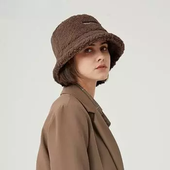 Рыбацкая шляпа женская осенне-зимняя шляпа имитация шерпы корейская версия универсальная в японском стиле теплая бархатная шапка Тедди One Size