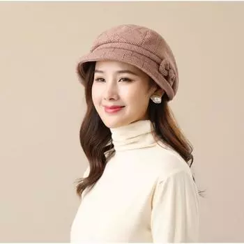 Рыбацкие шапки среднего и пожилого возраста, женские осенние и зимние клетчатые материнские шапки, теплые шапки для бассейна, цилиндры M56-58cm серый