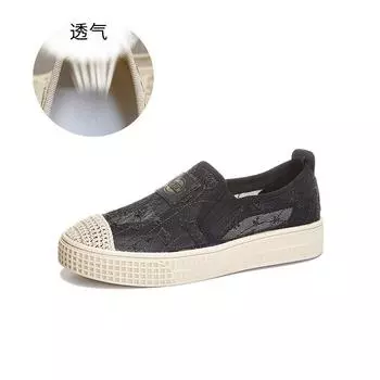 Рыбацкие туфли на толстой подошве женские летние 2025 новые дышащие кружевные маленькие ароматные одинарные туфли удобные и универсальные женские туфли 35