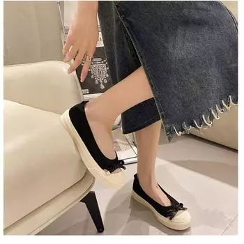 Рыбацкие туфли с мягкой подошвой и цветными бантами 35 чёрный