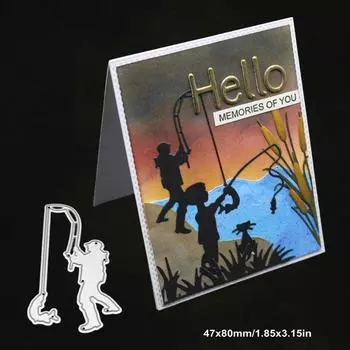 Рыбак человек резки умирает металлический трафарет DIY Скрапбукинг альбом бумажная карта тиснение ремесло высечки люди