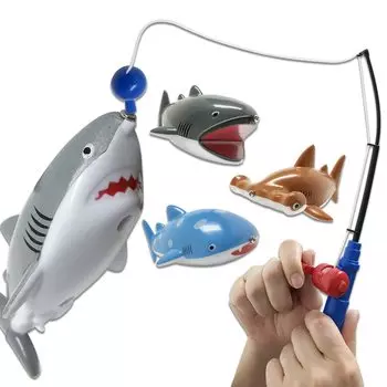Рыбалка Игра Рыбалка Игрушка Магнит Рыбалка Ванна Бассейн Водные Игры для Детей Удочка x 4 [Соревнование Акул! ] (1 Акулы)