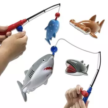 Рыбалка Игра Рыбалка Игрушка Магнит Рыбалка Ванна Бассейн Водные Игры для Детей Удочки x 8 [Соревнование акул! ] (2 Акулы)