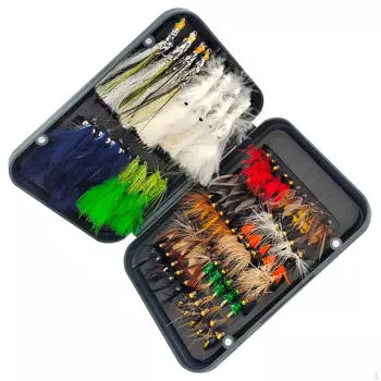 Рыбалка нахлыстом, искусственные наживки в футляре для переноски, подарки ко Дню отца для папы, приманки для форели 66 pieces