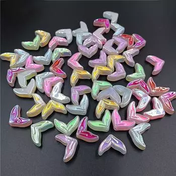 Рыбий хвост ручной работы из бисера из акрила, креативные свободные бусины, материал, сделай сам, ювелирные аксессуары, односторонние, 5 шт., изготовление браслетов, сверкающее масло в виде капель красный