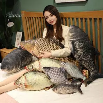 Рыбка плюшевая игрушка для детей мягкая подушка в форме животного милая подушка в форме рыбы застежка-молния мягкая и приятная кукла-рыба подарок на день рождения 60 cm F