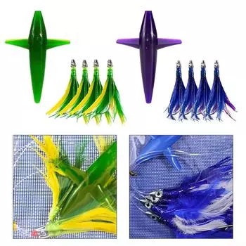 Рыбная приманка с приманкой для птиц и крючком из нержавеющей стали темно-зеленого