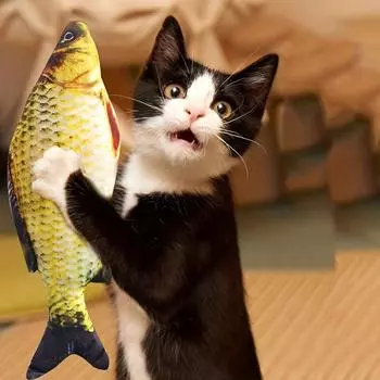 Рыбный дизайн, игрушки для кошек, интерактивные прочные игрушки для жевания кошек, плюшевая подушка, игрушка для котенка для домашних и уличных домашних животных, игрушки для шлифования зубов 20cm