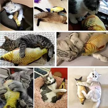 Рыбный дизайн, игрушки для кошек, интерактивные прочные игрушки для жевания кошек, плюшевая подушка, игрушка для котенка для домашних и уличных домашних животных, игрушки для шлифования зубов carp