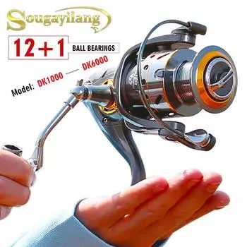 Рыболовная катушка 12 + 1BB, цельнометаллические спиннинговые рыболовные катушки, карп, окунь, уличная пресноводная рыбалка в соленой воде 1000