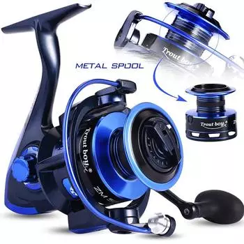 Рыболовная катушка 13+1BB Легкая ультрагладкая алюминиевая спиннинговая катушка с бесплатной запасной графитовой шпулей 2000