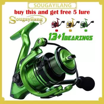 Рыболовная катушка 13 + 1BB, спиннинговая рыболовная катушка, рыболовные катушки с ручкой из ЭВА, металлические спиннинговые катушки для лески 1000 красный