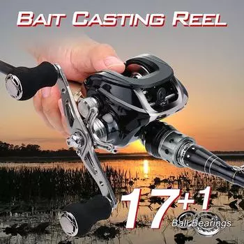 Рыболовная катушка 17 + 1BB6.3:1, черная металлическая катушка для морской рыбалки, рыболовная катушка для энтузиастов рыбалки right чёрный