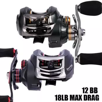 Рыболовная катушка Baitcasting, катушки Baitcast, 18 фунтов, углеродное волокно, тормоза с магнитной настройкой для кастинга Left Hand красный