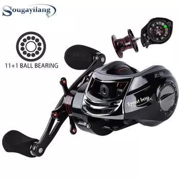 Рыболовная катушка для наживки 12BB с двойной тормозной системой Низкопрофильная рыболовная катушка Карповая рыболовная катушка Left handle