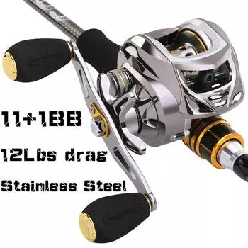 Рыболовная катушка для наживки, 6,3:1, низкопрофильная карбоновая катушка с двойным магнитным тормозом, 11 + 1 подшипник Left Hand