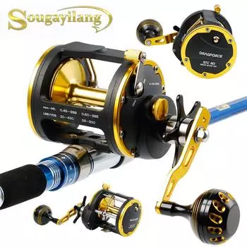 Рыболовная катушка для троллинга 6 + 1 шарикоподшипник из алюминия с ЧПУ для морской рыбалки большая рыболовная катушка 30