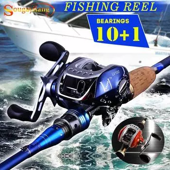 Рыболовная катушка для заброса наживки 10 + 1BB левая/правая морская рыбалка, высококачественная туристическая рыболовная катушка
