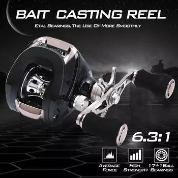 Рыболовная катушка для заброса наживки 18BB 6,3:1 Алюминиевая катушка с ЧПУ Легкая ультрагладкая рыболовная катушка left чёрный