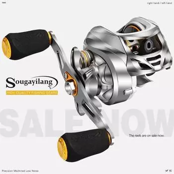 Рыболовная катушка для заброса наживки. Суперлегкая конструкция. Точно обработанная латунная шестерня. Двойная магнитная передача. Left Hand