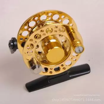 Рыболовная катушка: Полностью металлическая передняя катушка с леской для подледной рыбалки, ручным удилищем и средней сквозной катушкой Front wheel, Dragon Wing Tiger model 04470