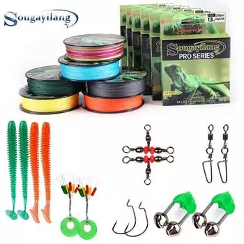 Рыболовная катушка SOUGAYILANG, 100 м, плетеная из полиэтилена, 4 нити, леска с рыболовными аксессуарами, инструмент для ловли карпа 0.4Line&&Lure чёрный