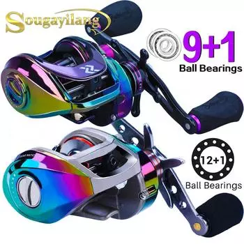 Рыболовная катушка SOUGAYILANG 9+1BB12+1BB Рыболовные катушки Литейная катушка Передаточное число 7,2:1 Низкопрофильная катушка Left Hand фиолетовый