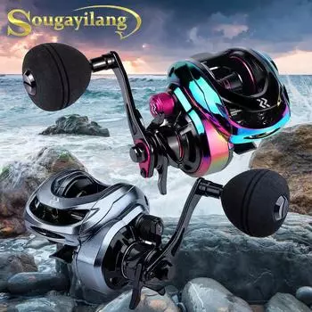 Рыболовная катушка Sougayilang Baitcasting 8,0:1, высокоскоростная рыболовная катушка с передаточным числом 9 + 1, шарикоподшипники, литейная катушка с мощной ручкой