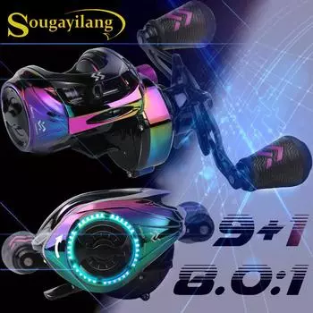 Рыболовная катушка SOUGAYILANG, удобная ручка, 9 + 1BB, передаточное число 8,0:1, рыболовная катушка для приманки, левое/правое рыболовное колесо, рыболовное колесо Left разноцветный