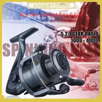 Рыболовная катушка, вращающееся колесо, 6 подшипников, 5,2:1, металлическая рыбная катушка, спиннинговая катушка, рыболовные снасти, уличный инструмент 1000 серый