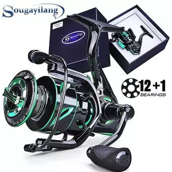 Рыболовная катушка высшего качества 12 + 1BB Катушка для ловли карпа 5,2: 1/6. Высокоскоростные спиннинговые рыболовные катушки с передаточным числом 2:1 для соленой воды Pesca 1000