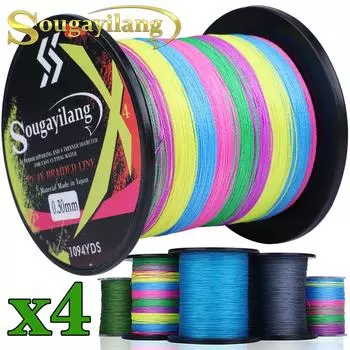 Рыболовная леска Sougayilang 150 м 300 м 100 м PE плетеная леска прочная 4 нити Linha De Pesca разноцветные рыболовные снасти инструменты 150M&0.10MM синий