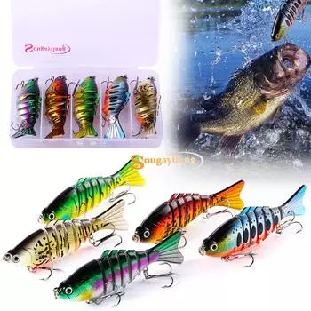 Рыболовная наживка, 5 шт./компл., искусственная наживка, похожая на наживку гольяна с острыми крючками, жесткие приманки, рыболовные снасти