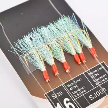 Рыболовная оснастка 6 шт. в упаковке Sabikis Soft Fishing Lure Rigs Bait Jig Lure 16#