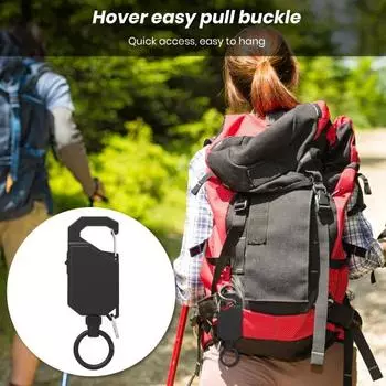 Рыболовная подвеска, телескопическая пряжка с высоким отскоком, легко тянущая пряжка-карабин, широко используемый держатель для ключей с защитой от потери, инструмент для кемпинга чёрный