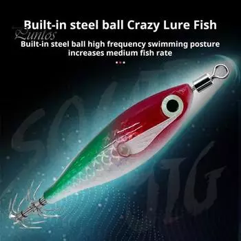Рыболовная приманка 8 см/5,6 г с вертлюжком для ловли кальмаров, реалистичными 3D-глазами, светящейся бионической искусственной приманкой для ловли пресноводной соленой форели, окуня, судака B