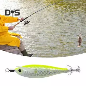 Рыболовная приманка 8 см/5,6 г с вертлюжком для ловли кальмаров, реалистичными 3D-глазами, светящейся бионической искусственной приманкой для ловли пресноводной соленой форели, окуня, судака H