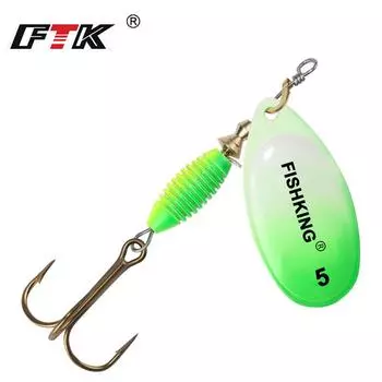 Рыболовная приманка FTK, спиннер-приманка, 4 г, 4,8 г, 7 г, 10 г, 14 г, ложковые приманки с тройными крючками Peche Jig Anzuelos isca Pesca 1-4.0g зелёный