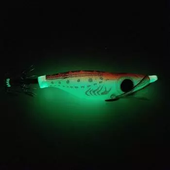 Рыболовная приманка Грузило для ловли кальмаров Крючок для ловли креветка из дерева Цветная ткань Креветка с большим глазом Lua Bionic Жесткий кальмар Рыболовный крючок для лосося оранжевый