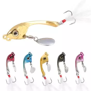 Рыболовная приманка Металлическая ложка Воблер Bass Treble со свинцовой рыбой Искусственная приманка Рыболовная приманка с кривошипной приманкой 1pcs розовый/серебряный