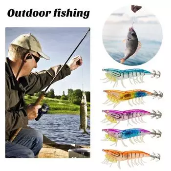 Рыболовная приманка с острым крючком, реалистичная, яркая, компактного размера, креветка синий/фиолетовый