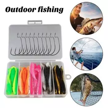 Рыболовная приманка с Т-образным хвостом, бионическая приманка, супер мягкая, гибкая, устойчивая к укусу, искусственная приманка, имитация бионической приманки, аксессуары для плавания Sets